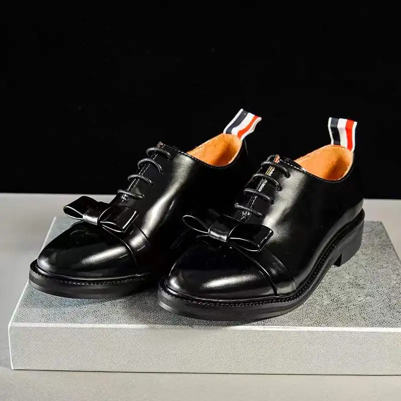 Обувь TB THOM / Женские Дизайнерские кроссовки на шнуровке с бабочкой и узлом Napa из гладкой телячьей кожи для Вечеринок, Роскошная Брендовая Повседневная Кожаная Обувь TB