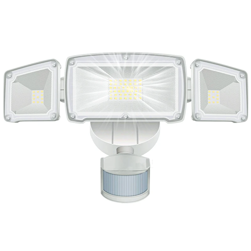 Белый Регулируемый фонарь безопасности со спортивным датчиком IP65, водонепроницаемый, наружный светильник с датчиком движения Для гаража, двора