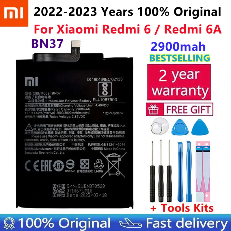 Оригинальный Сменный Аккумулятор Для Xiaomi Mi Redmi6 Redmi 6 Redmi 6A Redrice 6 BN37, Подлинный Аккумулятор для телефона, 3000 мАч + Наборы инструментов