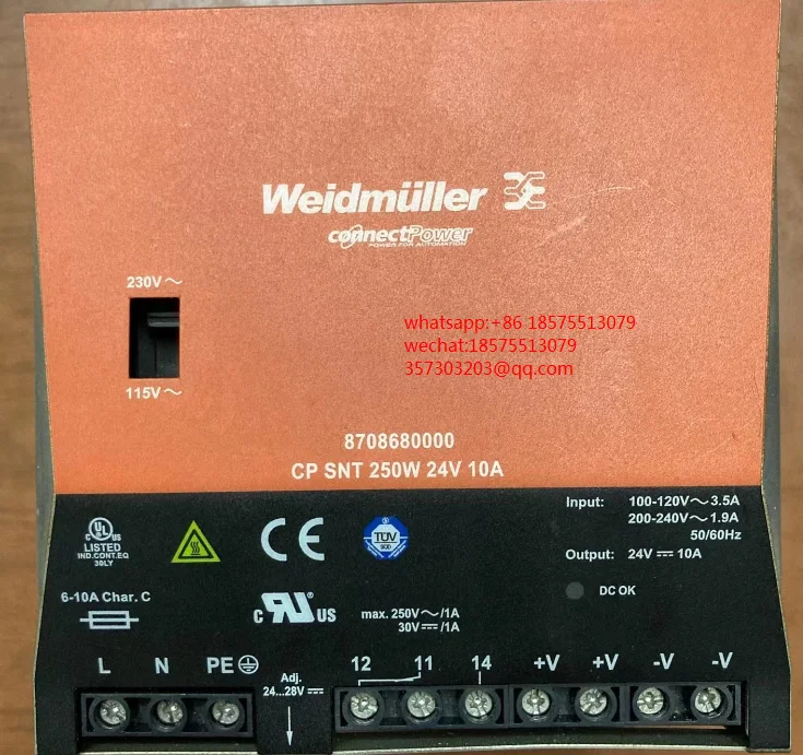 Для Weidmuller 8708680000 Блок питания CP SNT, 250 Вт, 24 В, 10 А, 1 шт