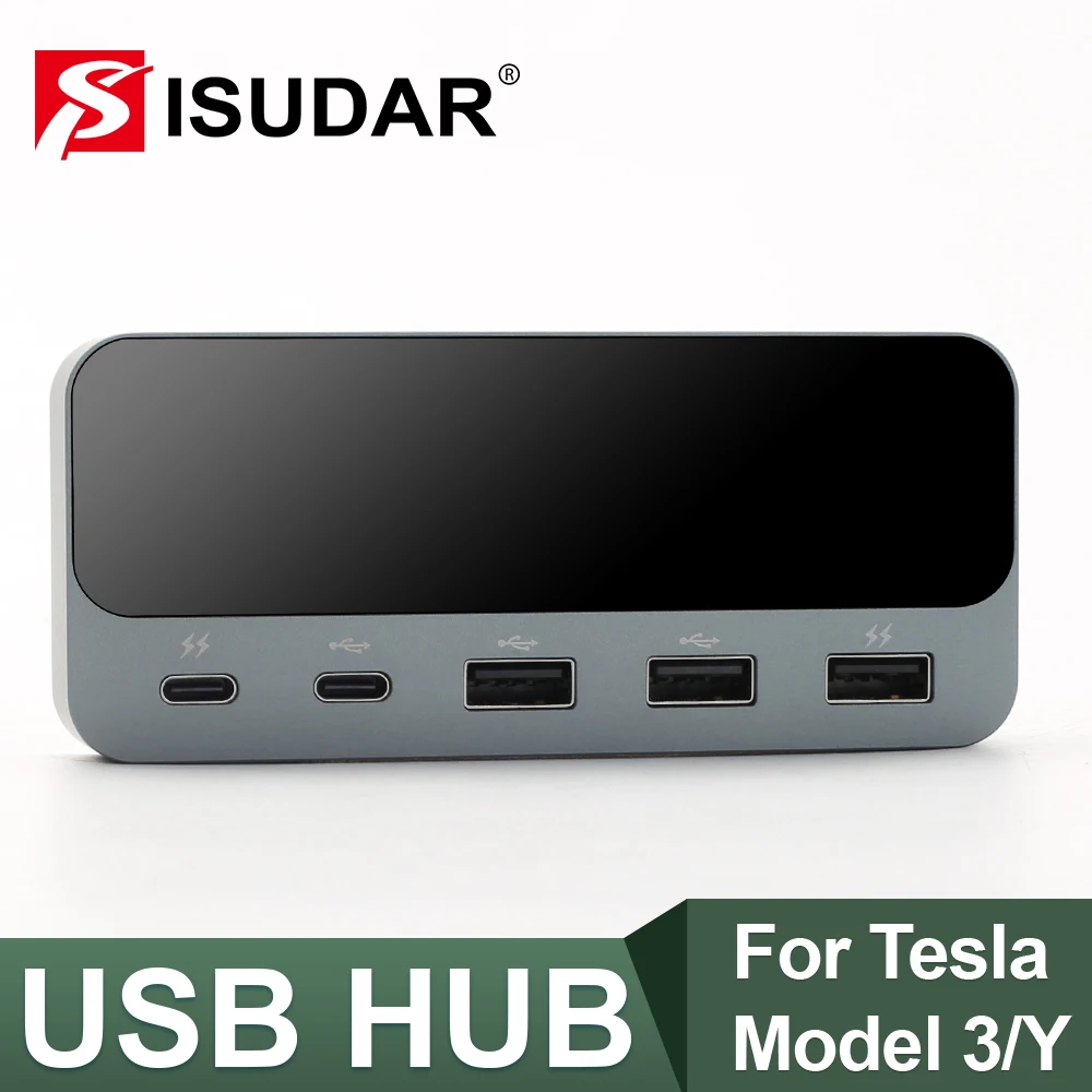 Док-станция ISUDAR Model 3 или Tesla Model Y Model 3 2021 USB-концентратор, Разветвитель, Удлинитель, Мобильная Быстрая Зарядка, Передача данных Type-C