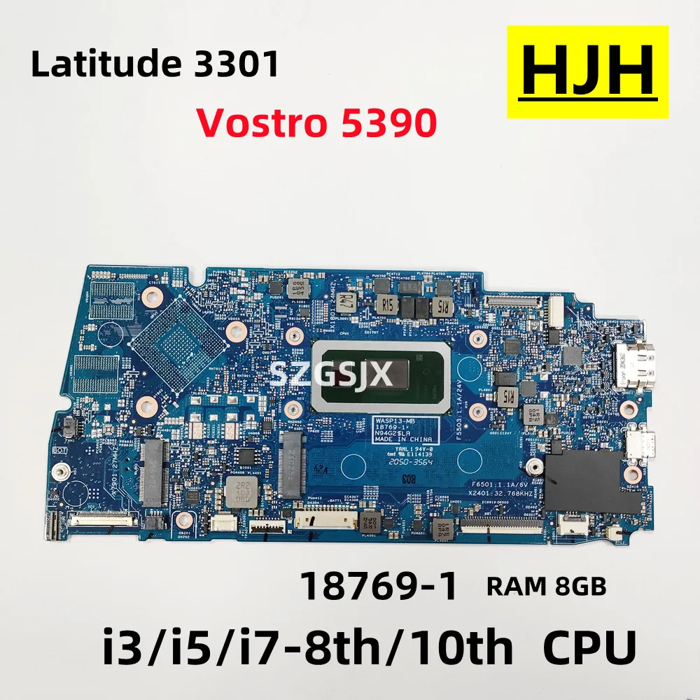 Для Dell Latitude 3301, Vostro 5390 5391 7391, Материнская плата ноутбука 18769-1 с процессором i3/i5/i7-8th/10th, 8 ГБ, протестирована на 100%,