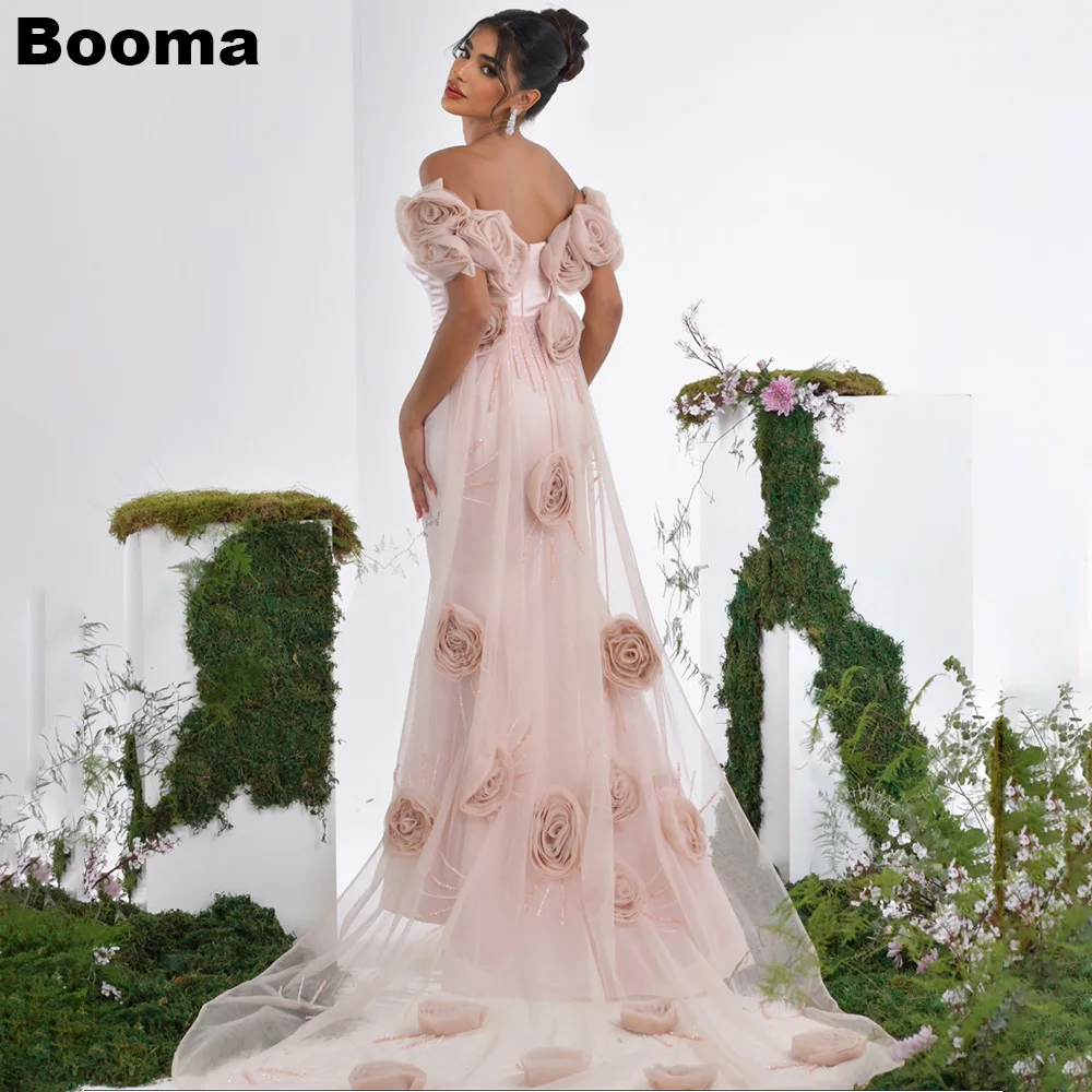 Booma Новейшие вечерние платья Русалки с открытыми плечами, 3D Цветы, тюлевый шлейф, платья для выпускного вечера, вечерние платья для женщин 2023
