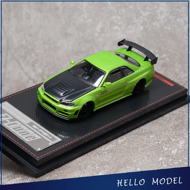 IG 1:64 Nissan GTR R34 Skyli зеленый металлик Лимитированная коллекционная серия, литая под давлением модель из смолы, игрушка в подарок