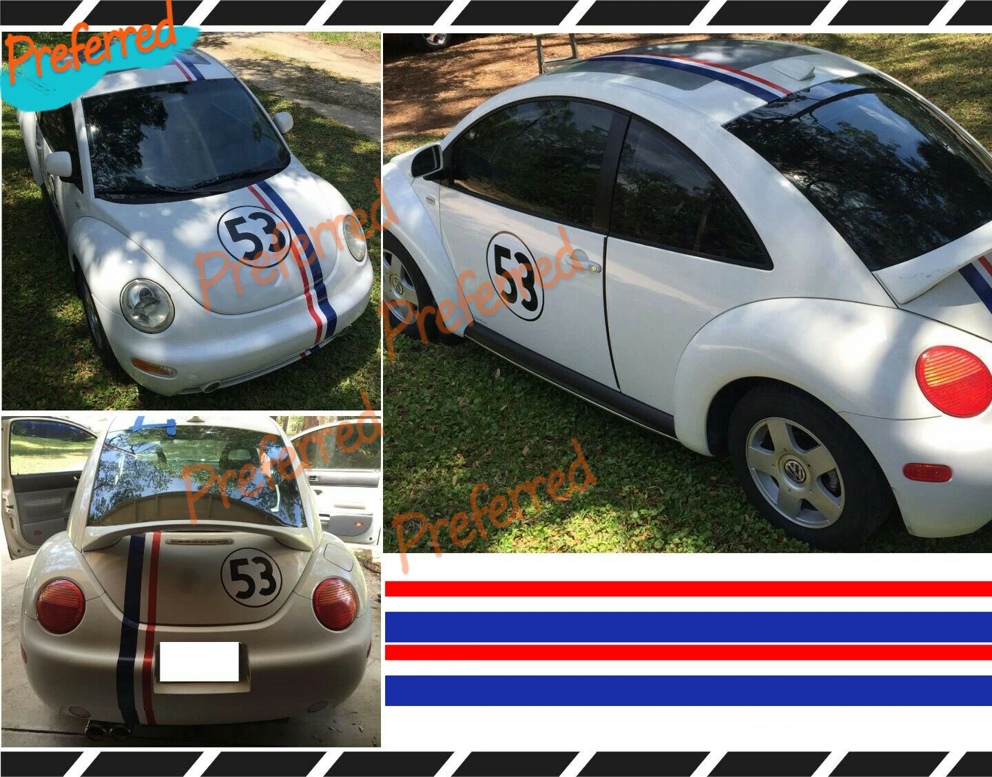 Точный фильм Herbie Love Bug Beetle 53 Подходит для наклеек с ошибками, набора графики для автомобиля, Литого ламинированного винила