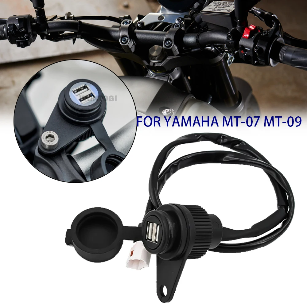 для Мотоцикла Yamaha MT-07 MT-09 SP Двойное USB Зарядное устройство FZ-09 FZ-07 Tracer XSR 700 900 Разъем Конвертер 5V 2A Черный Адаптер