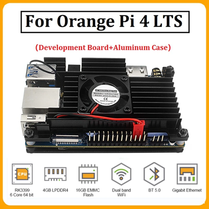 Для Orange Pi 4 LTS 4 ГБ + Алюминиевый Корпус Rockchip RK3399 16 ГБ EMMC Плата Разработки Gigabit Ethernet Для Android/Ubuntu