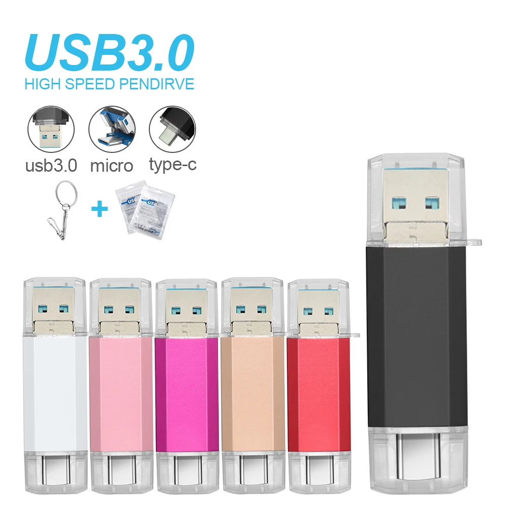 USB 3,0 3 В 1 Флэш-накопитель Флешка 256 ГБ Высокоскоростная Карта памяти флешка 128 ГБ 64 ГБ 32 Гб 16 ГБ OTG USB Флешки Флэш-накопители