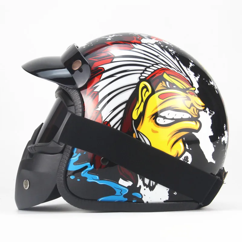 Шлем с граффити с индийским рисунком, Винтажный шлем, Мужской шлем, шлем для педального патрулирования, полушлем Черепашьего короля