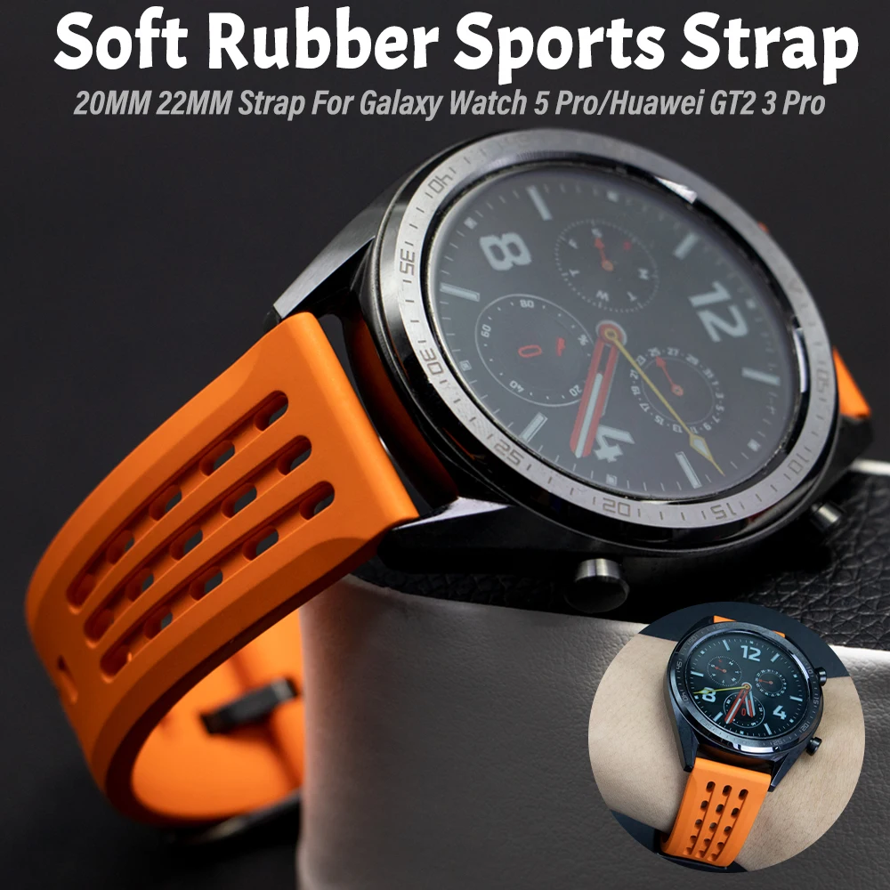 20 мм 22 мм Мягкая Резиновая Спортивная Петля Для Huawei Watch GT2 GT3 Pro Ремешок для Samsung Galaxy Watch 4 5 40 мм 44 мм 3 4 Классический Ремешок