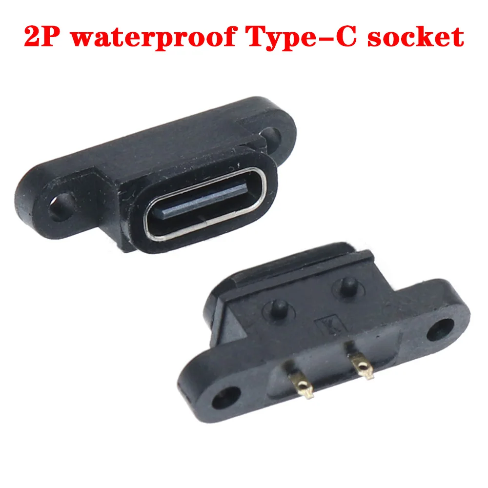 50ШТ USB 3.1 Водонепроницаемый разъем типа C 2Pin для сварочной проволоки С разъемом для быстрой зарядки с отверстием для винта Порт 2P
