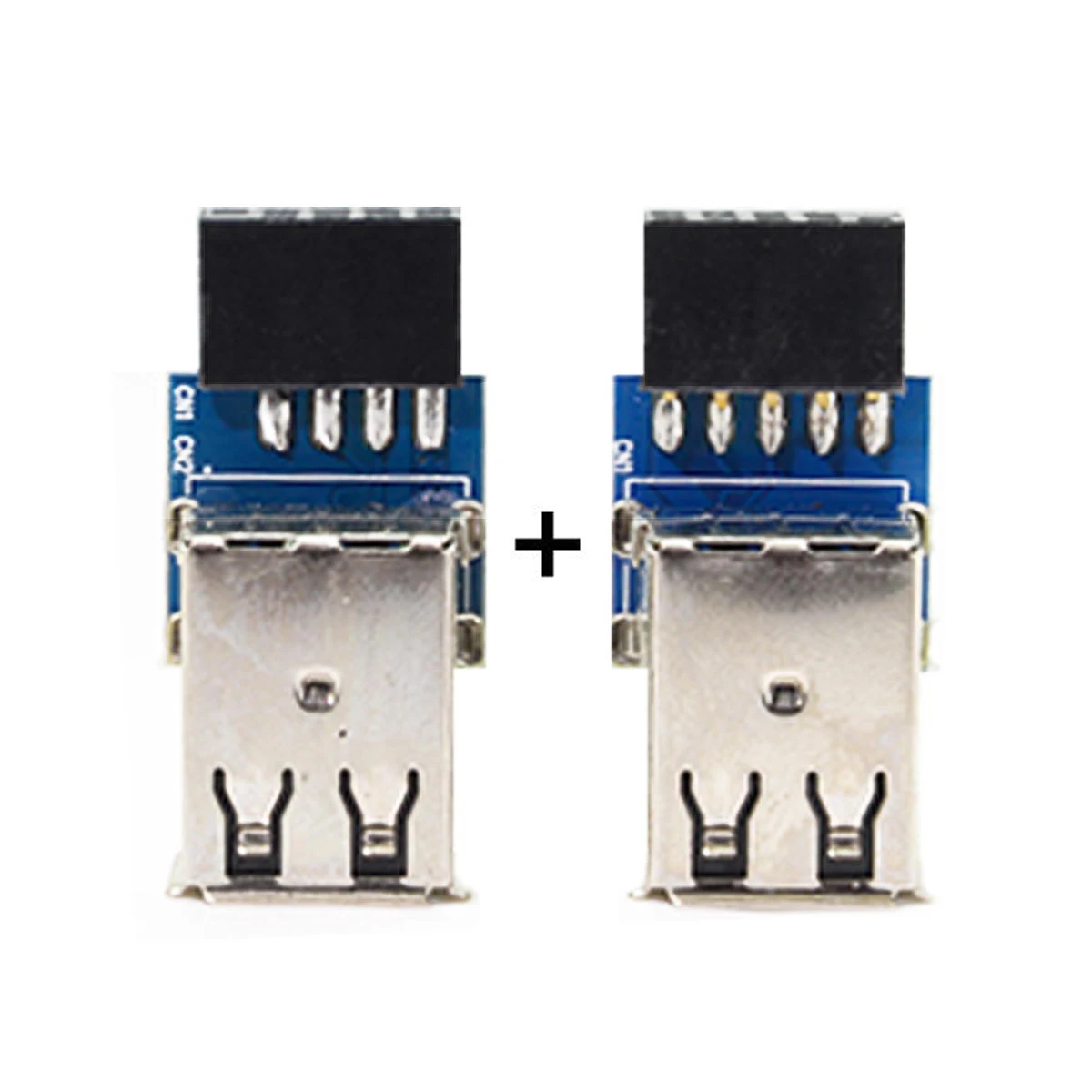 2 шт. USB 2.0 Type-A Женский/USB 2.0 Type-B Женский к 9Pin/10Pin материнской плате, женский адаптер, конвертер вертикального типа