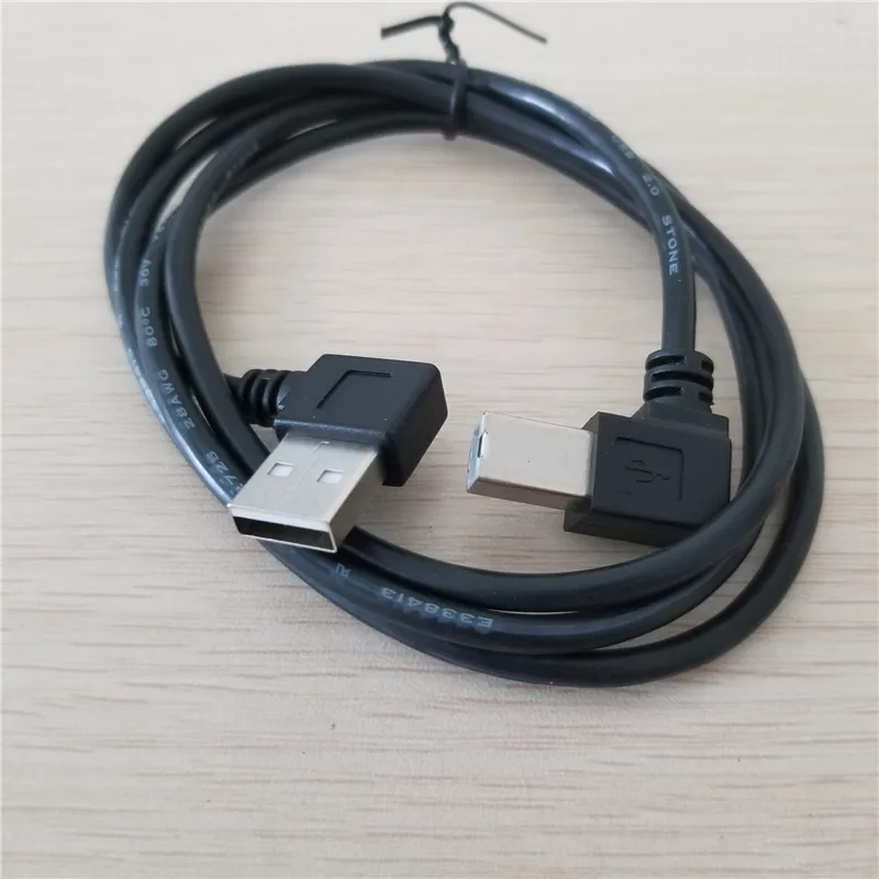 90 Градусов Прямоугольный USB 2.0 B Кабель для передачи данных принтера USB A Удлинитель для компьютерной печати под Левым углом Черный 1 М