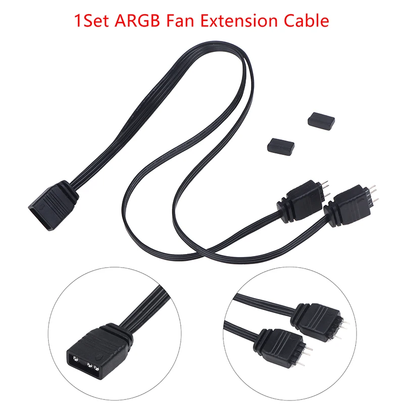 1 шт. Удлинительный кабель вентилятора ARGB от 1 до 2 5 В 3Pin, Кабель-адаптер для концентратора вентилятора, Кабель-разветвитель вентилятора для ПК