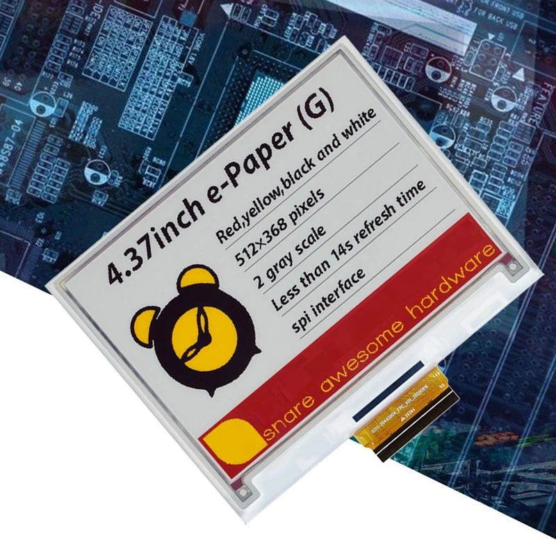 4,37-Дюймовый Экран для электронной бумаги с электронными чернилами 512X368 Пикселей, Красный, Желтый, Черно-белый, Четырехцветный Экран с чернилами, Коммуникационный модуль SPI