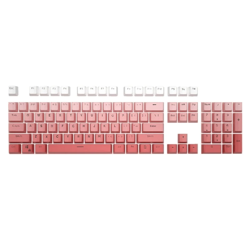 Прозрачные колпачки с подсветкой из ПБТ для 104 клавиш, набор механических клавиатурных колпачков двойного действия розового цвета для MX-переключателей