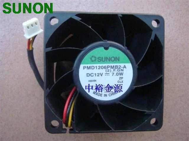 Для Sunon PMD1206PMB2-A DC12V 7,0 Вт 60*60*38 мм шасси с двумя шарикоподшипниками 3 провода серверный инвертор охлаждающий вентилятор