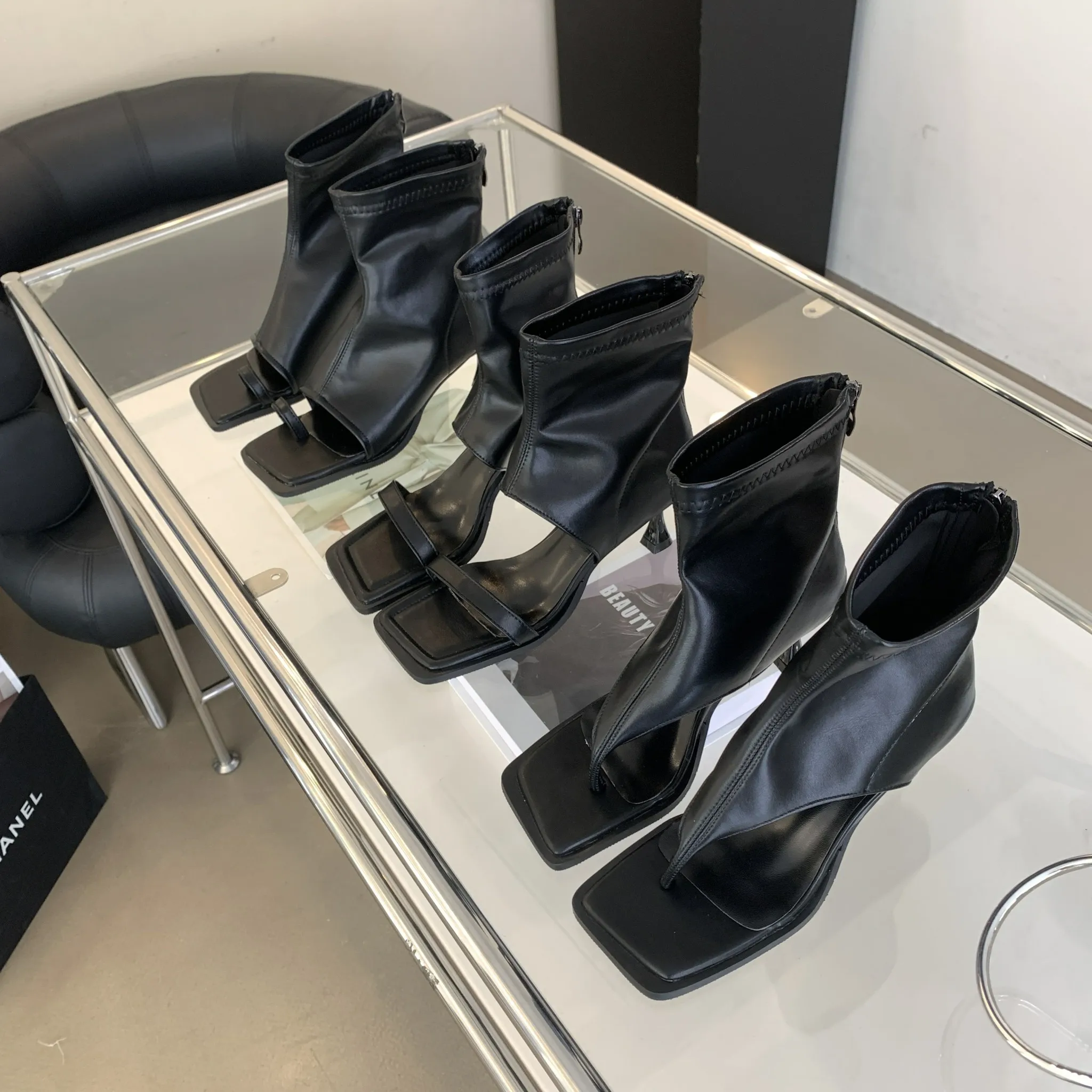 Xibeilove 2023, летние новые женские босоножки, модный квадратный носок, молния, черные босоножки на тонком каблуке и высоком каблуке