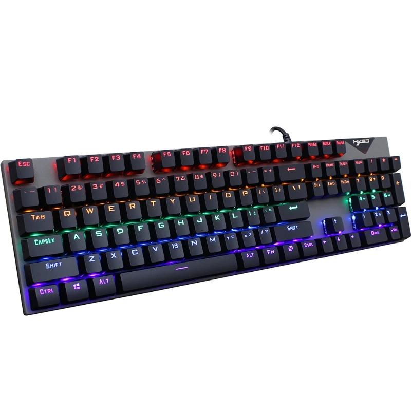Классная клавиатура с RGB подсветкой и 104 клавишами Стандартная проводная механическая клавиатура для игрового офиса