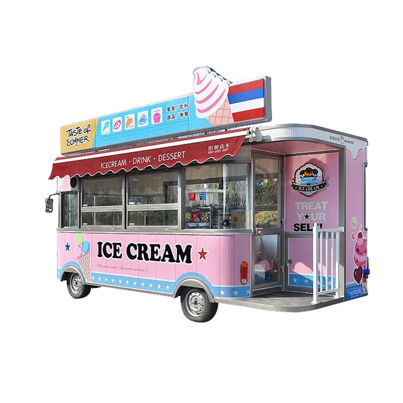 Электромобиль длиной 3 м Грузовик быстрого питания Мобильная кухня Уличная тележка для продажи чая и мороженого с пузырьками Оборудование для общественного питания