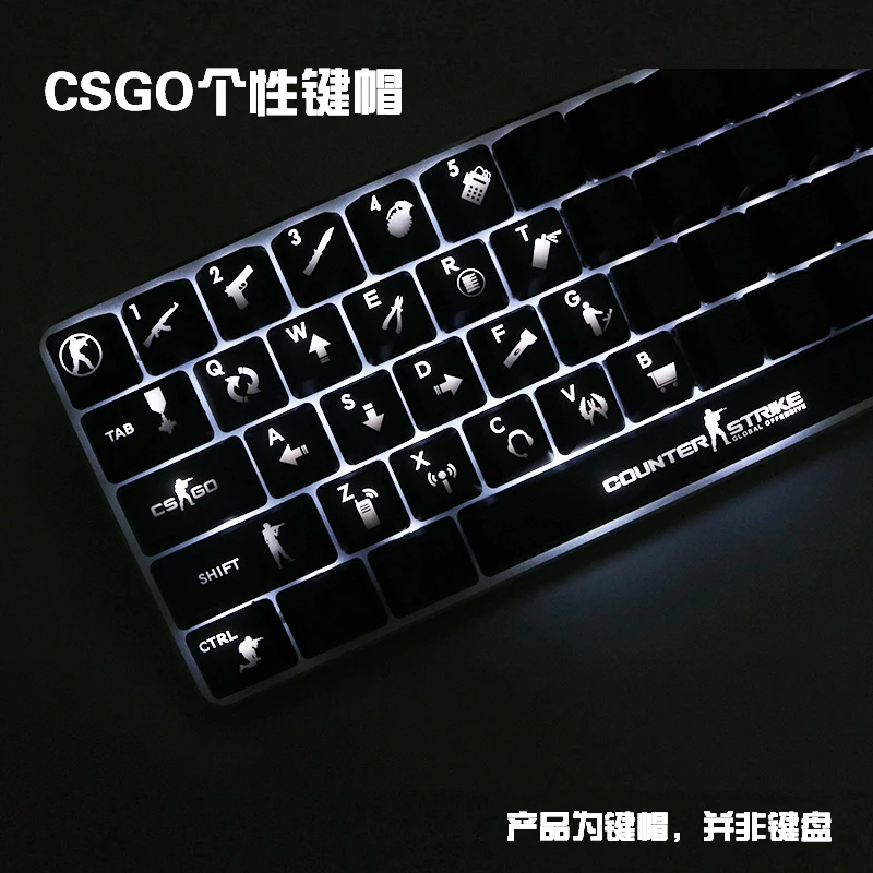 1 комплект колпачков для ключей с механической клавиатурой ABS CSGO, индивидуальность, прозрачный Носимый колпачок для ключей