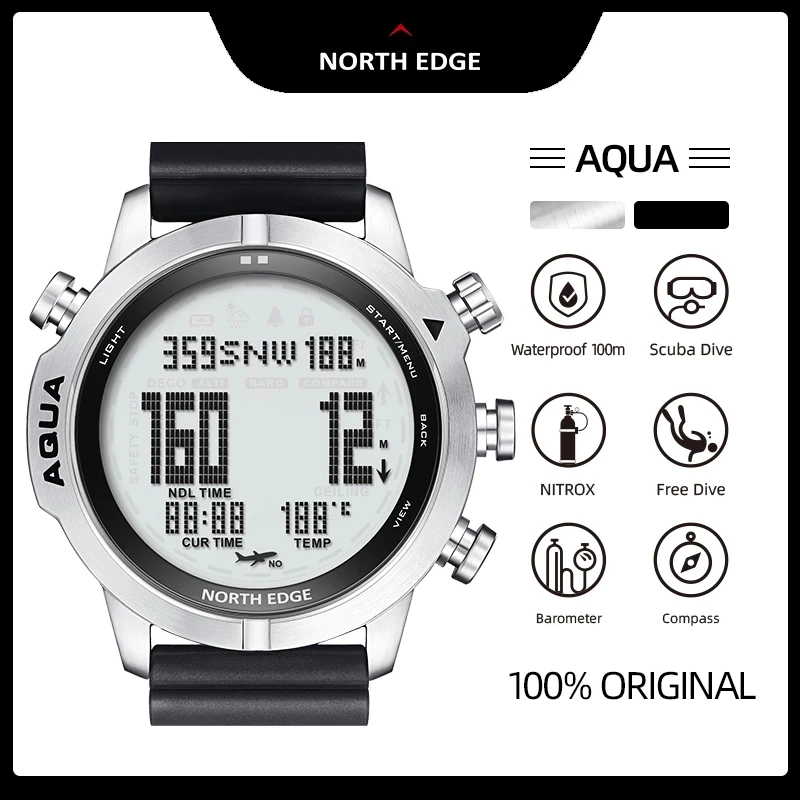 NORTH EDGE Мужские Цифровые часы для Дайвинга с аквалангом NDL (No Deco Time) 50 м Часы для дайвинга Альтиметр Компас Для Huawei Android IOS
