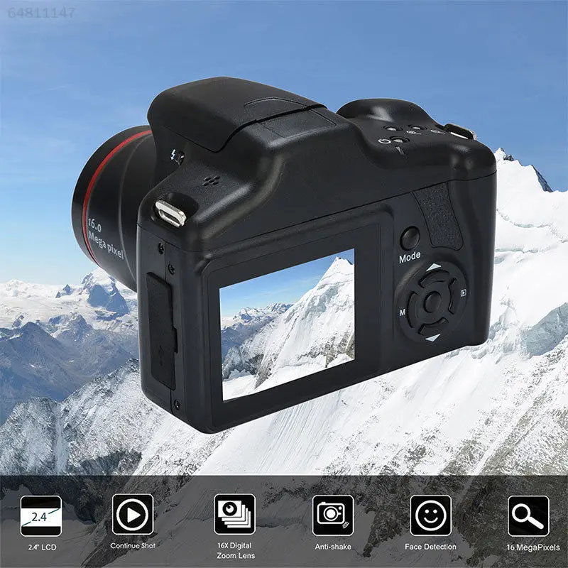 Портативная цифровая камера с разрешением HD 1080P, 16-кратный цифровой зум, камера с разрешением HD 1080P, Камера для записи, Видеокамера с защитой от встряхивания, Портативная видеокамера