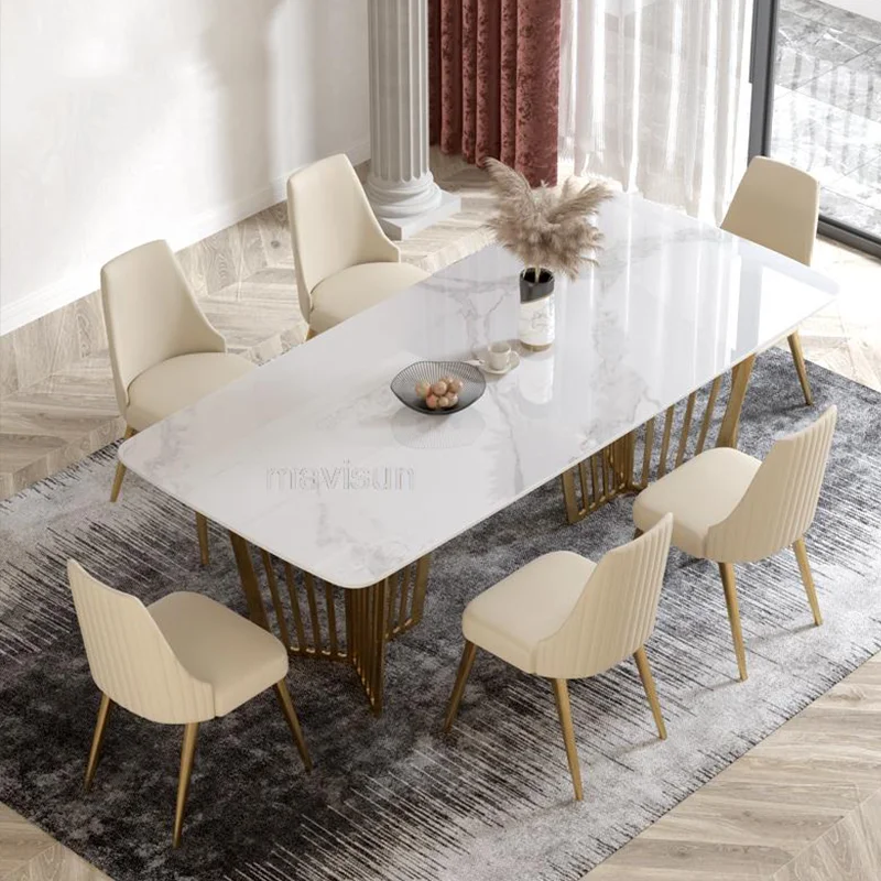 Обеденный стол из яркой плиты прямоугольной формы из нержавеющей стали, Изготовленная на заказ Мебель для большой семьи Mesa De Centros, ШХГХВ