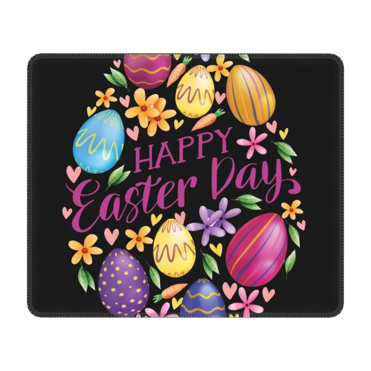 Коврик для мыши для ноутбука Happy Easter Day Jesus, водонепроницаемый Коврик для мыши С прошитыми краями, Резиновая корзина для пасхальных яиц, коврик для мыши для геймера