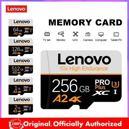 Lenovo 2TB Micro TF SD-карта 1TB 512GB 256GB SD/TF Флэш-карта памяти v30 Высокоскоростная Карта памяти для камеры телефона