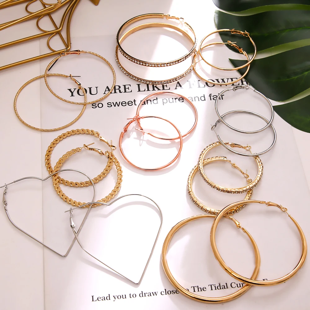 FNIO 2022 Новые Винтажные серьги-кольца с большим кругом Золотого цвета, Круглые Висячие серьги для женщин, Ювелирные изделия для девочек, Модный подарок