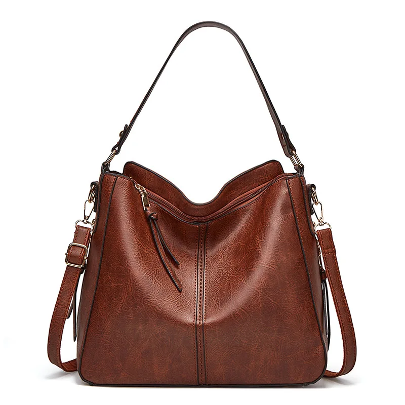 Большая вместительная женская сумка Новая Масляно-Восковая Композитная кожаная сумка Через плечо Роскошная Дизайнерская сумка для женской сумки-тоут