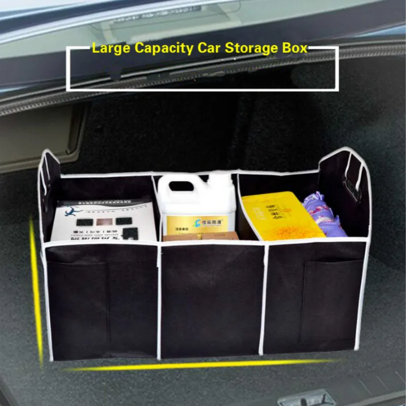 Автомобильный Органайзер для багажника с несколькими карманами, Большая Вместительная Складная сумка для хранения, Органайзер для уборки багажника, Автомобильные аксессуары для вещей