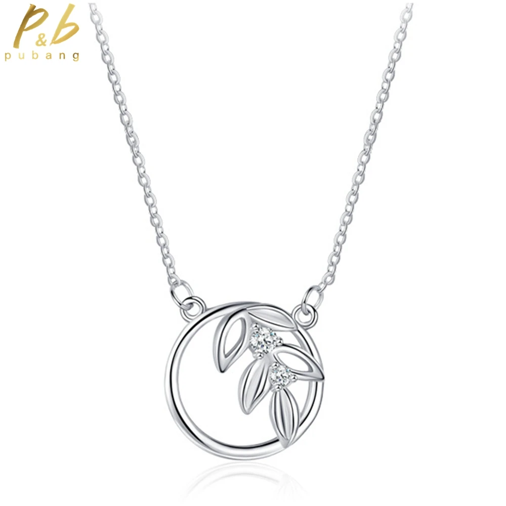 PuBang Fine Jewelry 100% Стерлингового серебра 925 пробы, Высокоуглеродистый бриллиант, простое ожерелье с подвеской для женщин, подарок на Помолвку, Бесплатная доставка