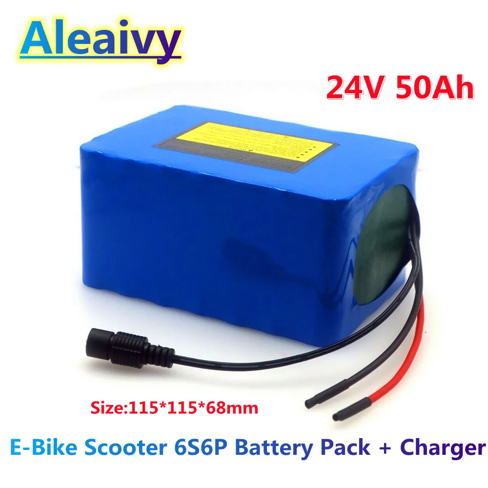 24V 50Ah Аккумуляторная батарея Большой емкости 18650 6S6P 25,2 V для Электровелосипеда, Скутера, Инвалидной коляски, Четырехколесной Литиевой Аккумуляторной батареи BMS + Зарядное устройство