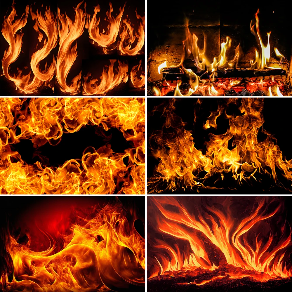 Bonvvie Фотографический фон Камин Кусочки дерева, горящие в огне, рисунок пламени, фон для фотосессии, Фотосессия для фотостудии