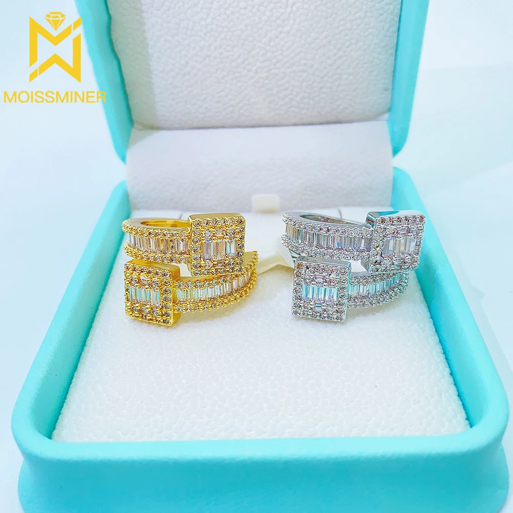 Квадратные кольца с Муассанитом для женщин, серебряное обручальное кольцо S925, ювелирные изделия для мужчин, настоящие бриллианты, тестер, бесплатная доставка