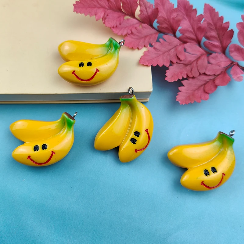 10 Штук Желтых банановых шармов с выражением счастья, Подвеска для милых серег ручной работы, ожерелье, модные ювелирные изделия