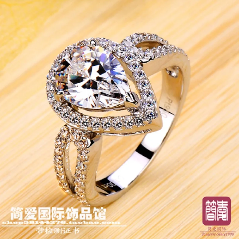 Роскошные большие обручальные кольца в форме сердца из синтетического NSCD dianmond весом 1 карат, ювелирные изделия из стерлингового серебра, обручальное кольцо для женщин