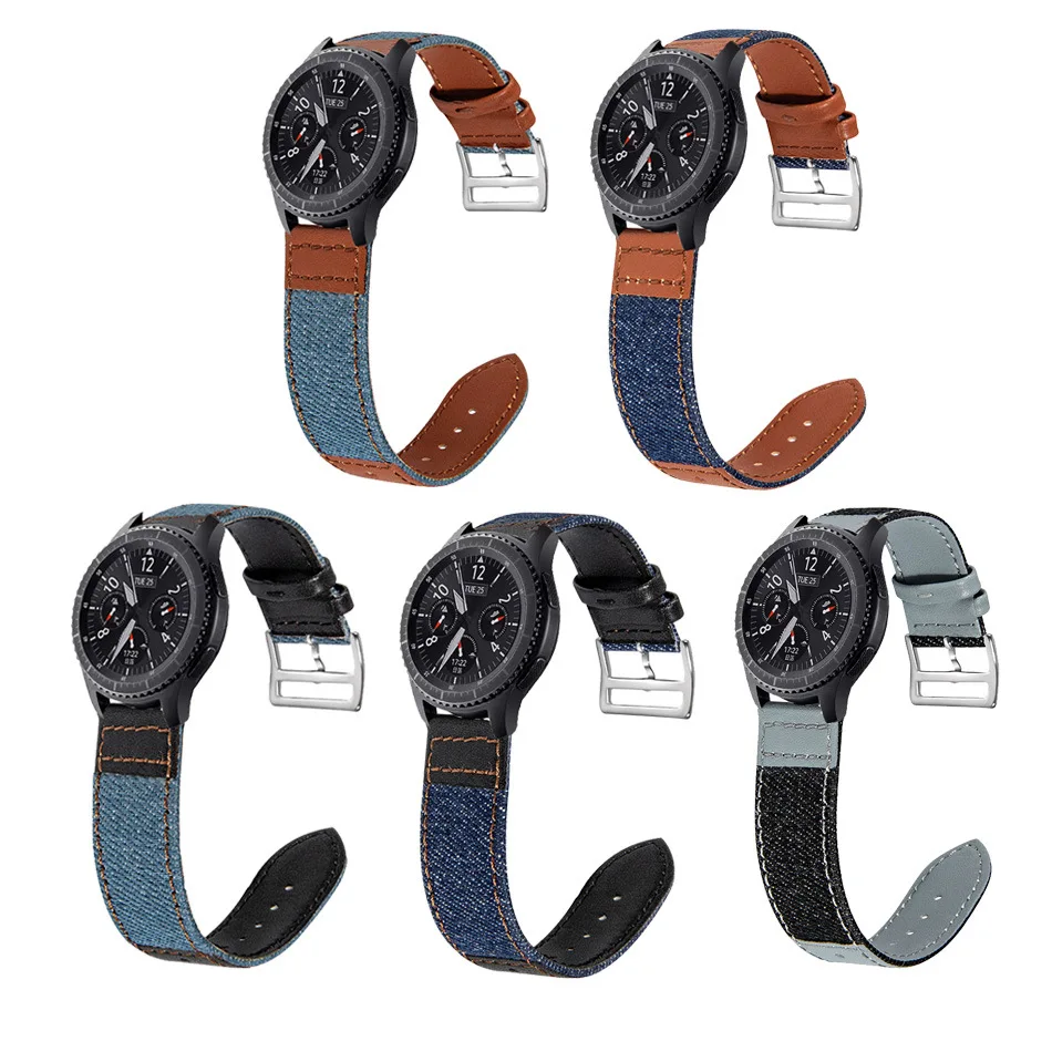 22 мм Кожаный ремешок для Samsung Galaxy Watch 46 мм Gear S3 Huawei Watch 3 GT2 Amazfit GTR ремешок кожаный нейлоновый браслет Аксессуар
