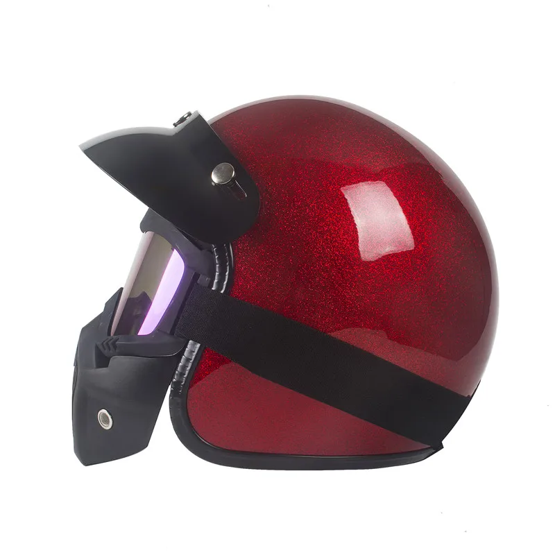 Красный Новый ретро Винтажный немецкий стиль Мотоциклетный шлем 3/4 с открытым лицом, шлем для Скутера, Вертолета, Крейсера, Байкерского мото-шлема, Очки, маска
