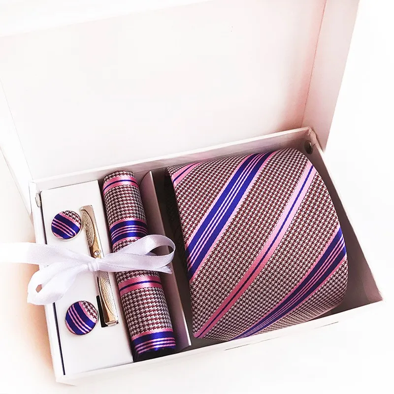 Новый набор зажимов для галстука и пуговиц в виде носового платка, Мужской деловой костюм Длиной 8 см, профессиональный Галстук, Свадебный галстук, подарочная коробка