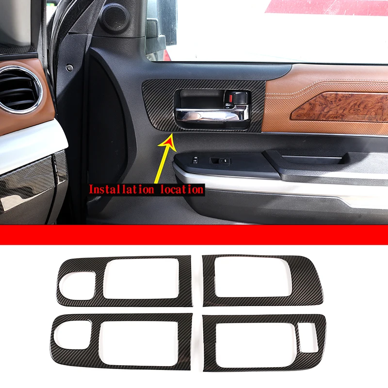 Для Toyota Tundra 2014-2021 Интерьер Автомобиля ABS Карбоновое Волокно Внутренняя Дверная Ручка Рамка Украшение Наклейка Модификация Аксессуары