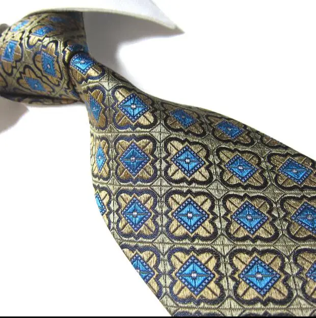 Шелковый галстук Длиной 160 см, деловой мужской галстук, Винтажный, ширина 8,5 см, высота в клетку, золотой цвет
