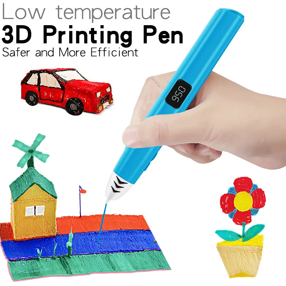 Беспроводная низкотемпературная ручка для 3D-печати со встроенной перезаряжаемой литиевой батареей PCL-нити, детский рождественский подарок на день рождения