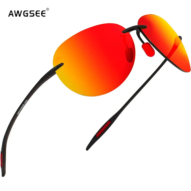 TR90 сверхлегкие спортивные солнцезащитные очки мужские без оправы поляризованные солнцезащитные очки для вождения ретро зеркальные красные оттенки гольф рыбалка для женщин UV400