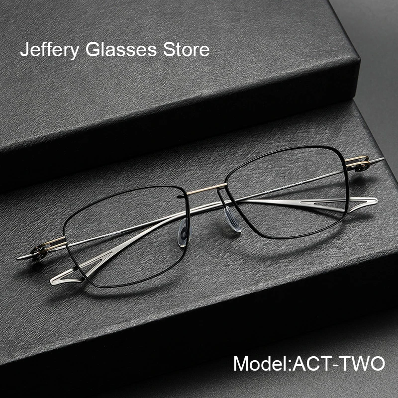 Модная квадратная оправа для очков в деловом стиле, простые ультралегкие очки из чистого титана, тонкие линзы для чтения, рецептурные линзы
