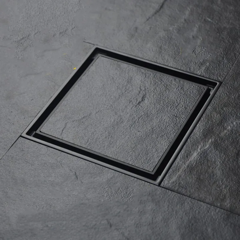 Популярный матовый черный высококачественный латунный 100x100 мм квадратный дезодорант размером 4 дюйма, слив в пол, ванная комната, невидимый слив для душа