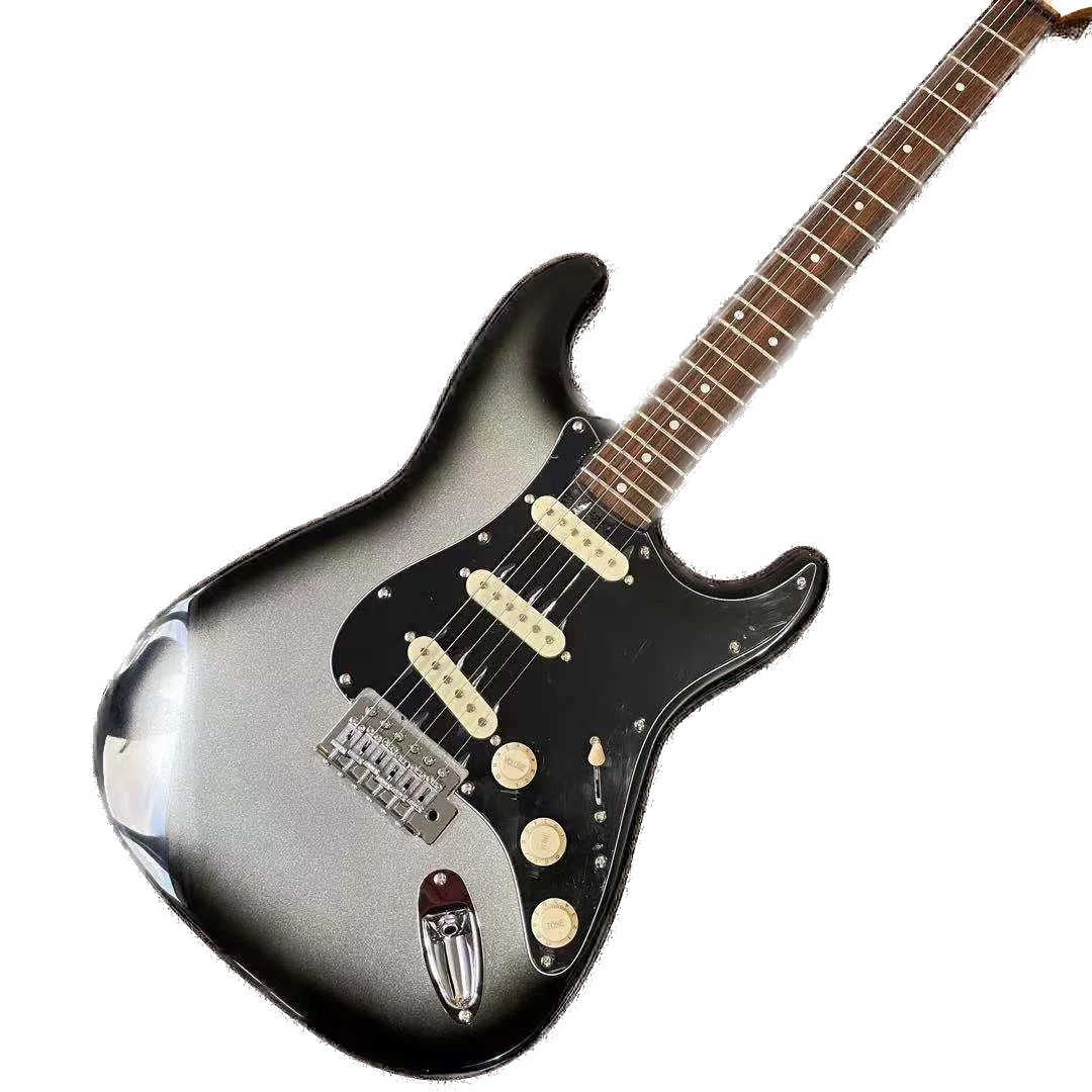 Электрогитара Custom shop Серебристо-черный цвет 6 жал gitaar палисандровый гриф