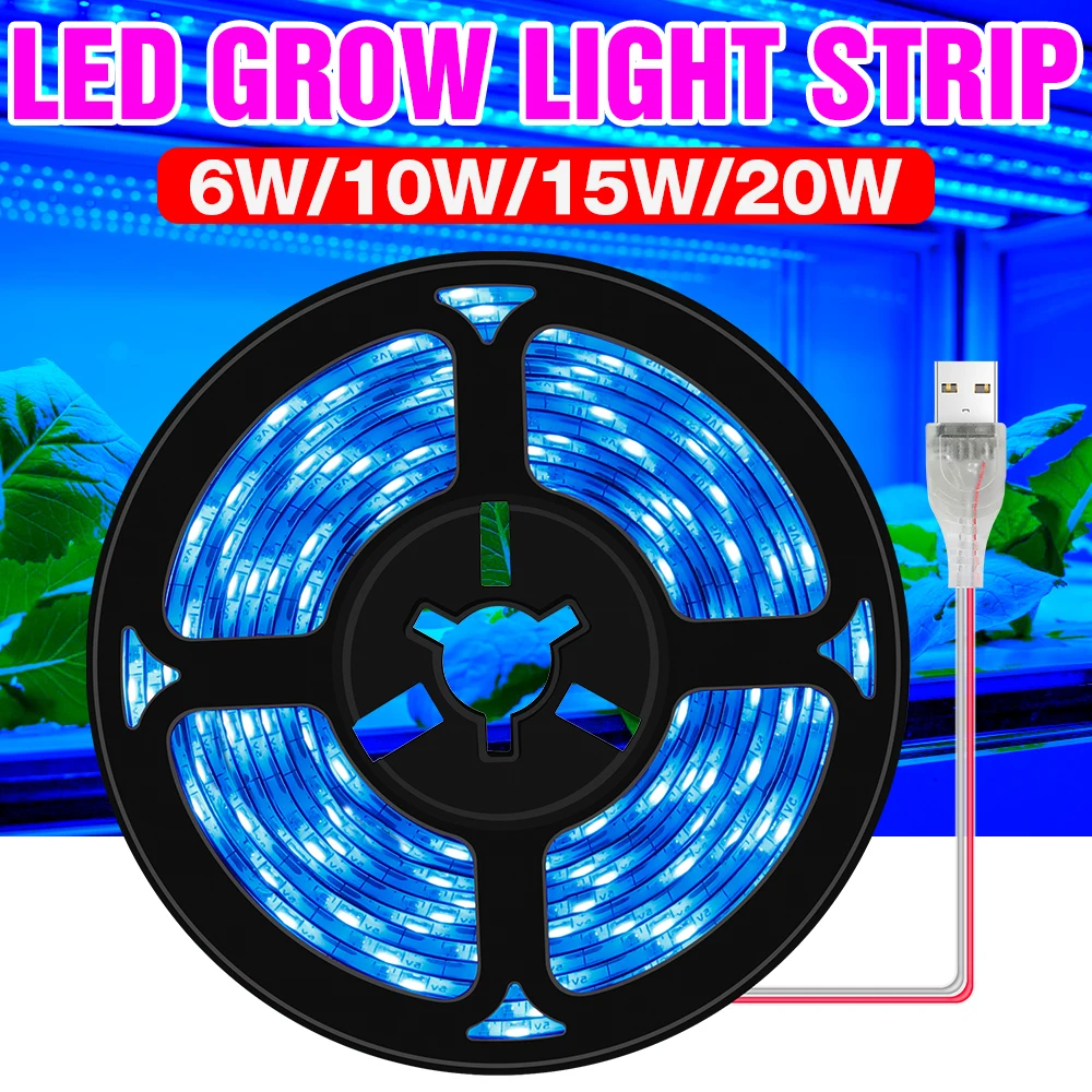 USB Лампы для Выращивания растений 0,5 м 1 м 2 м 3 м Водонепроницаемый Полный Спектр Светодиодной Ленты Цветок Фито Лампа Светодиодная Коробка Для Выращивания Теплиц Гидропоника